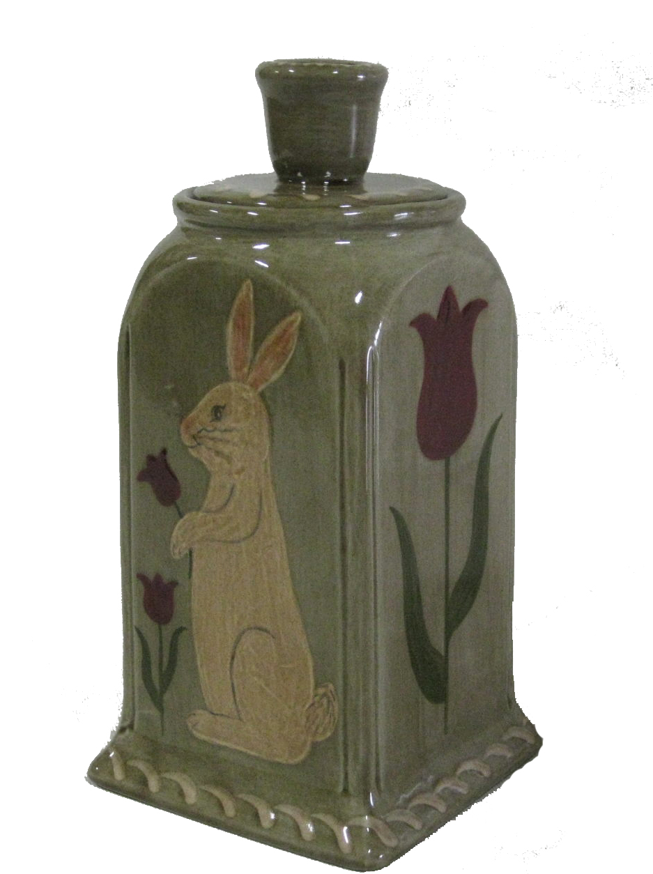 Storm Jar with Bunny and Tulips