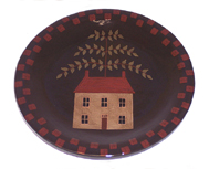 Round Plate with House and Tree on roof