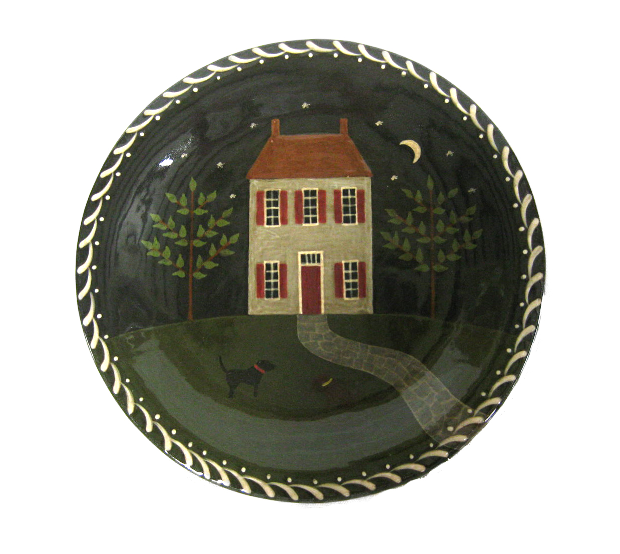 Large Round Plate with Night Scene