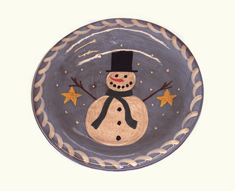 Round Plate with Snowman