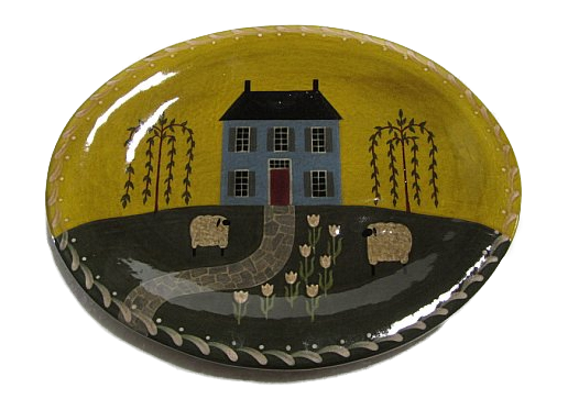 Oval Platter with Spring Scene